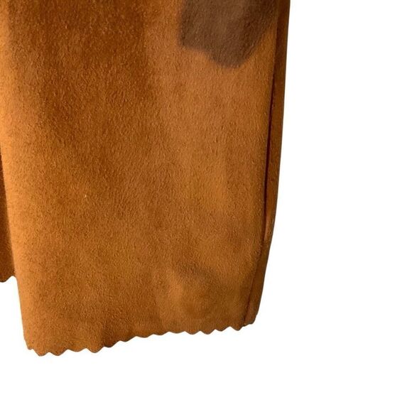 HYFVE Scalloped Hem Mini Dress, Large. Faux Brown Suede. Microfiber. Pretty - Picture 6 of 14